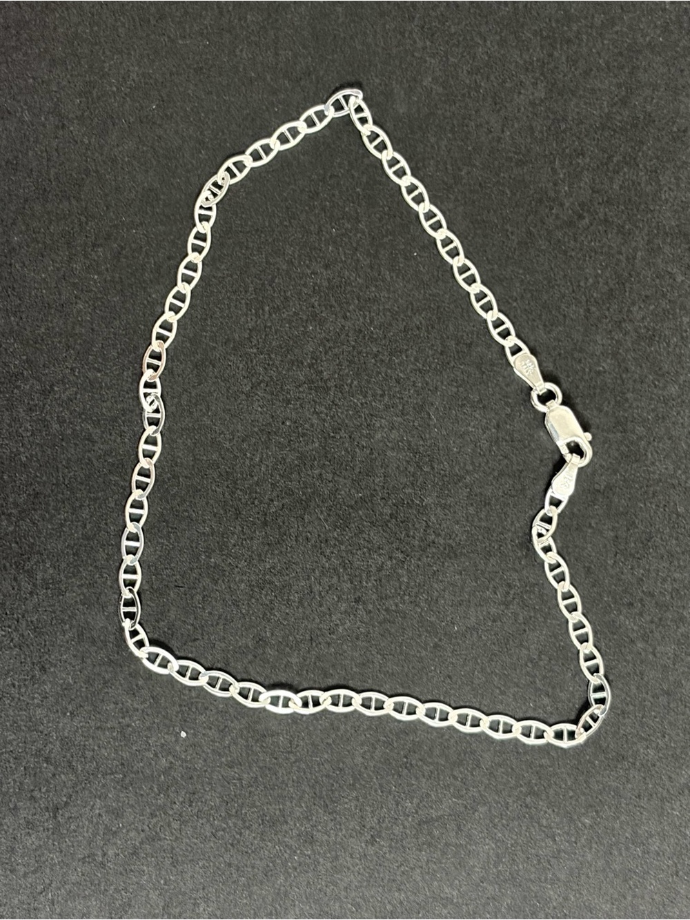 Sterling Silver Mariner Link Anklet - Silver 10” - Picture 2 of 3